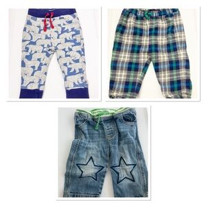 Mini Boden 3 pants bundle 6-12m